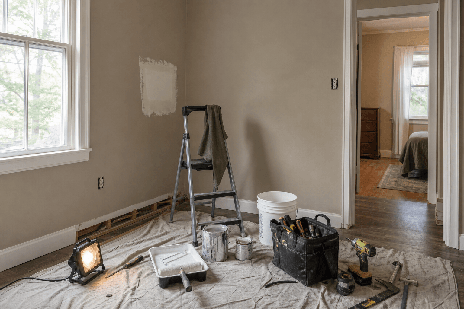 An honest view of an older home with a repair notebook and keys